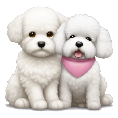 hello kitty cuddling with bichon frise dog emoji sticker