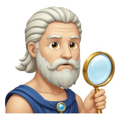 Zeus de perfil mirando con una lupa de sticker