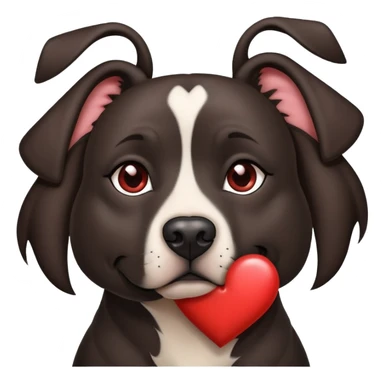 Brunette with a heart in the shape of a big black amstaff dog sticker