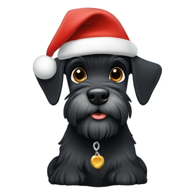 A mini black schnauzer dog wearing a Santa‘s hat ￼ sticker
