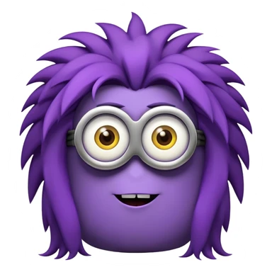 purple minion with wild hair sticker