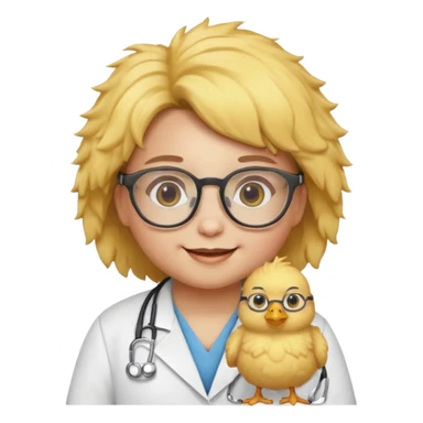 chick animal with glasses, wearing doctor uniform sticker