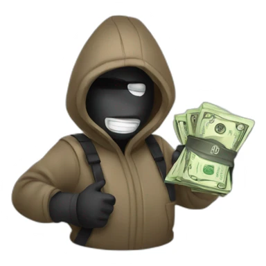 Robber with cartoon money sack sticker