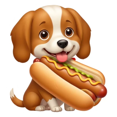Dog eating a hot dog  sticker