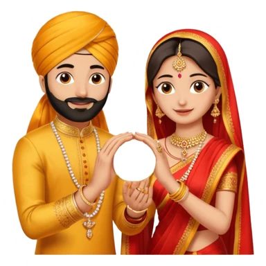 Two hands in a engagement..One hand of groom and one hand of bride. Bride hand - red/yellow saree. groom- light orange punjabi (oonly hands will be visible in the image). Groom's hand is holding a ring and bride's hand will be wearing the ring sticker