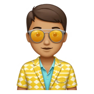 fotographer with yellow patterned summer clothes and sun glasses sticker