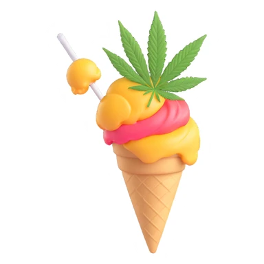gelato with cannabis leaf sticker