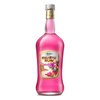 Realistic pink Malibu rum bottle isolated   sticker