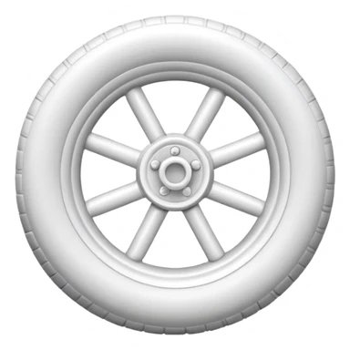 Isometric view of airplane landing gear in emoji style — one inflated, puffy wheel with a strut, soft 3D look, rounded shapes, clean and cartoon-like sticker