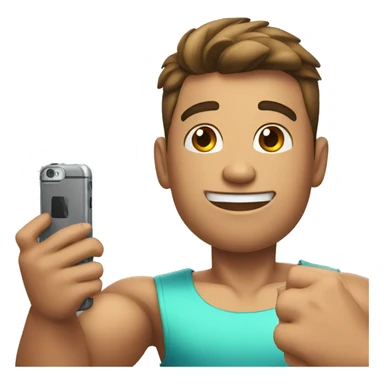 muscular boy with a smartphone taking a selfie of himself sticker