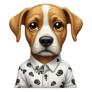 Dog wearing a shirt with skulls  sticker