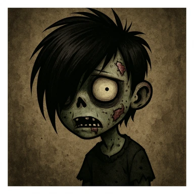 boy zombie with emo hair, style 8 sticker
