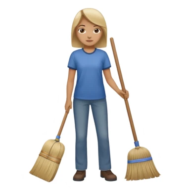 Person sweeping the floor with a broom sticker