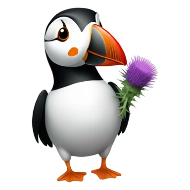 A puffin with a thistle  sticker