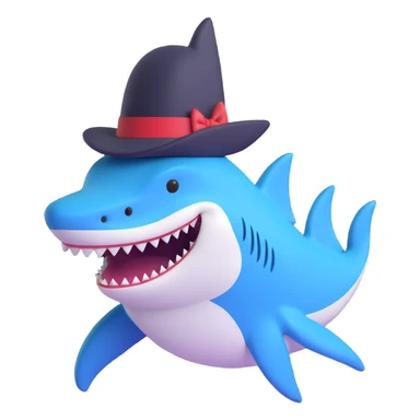 shark with a top hat sticker