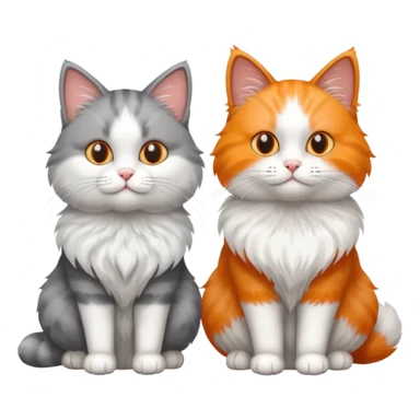 a very fluffy grey and white cat sitting next to another cat sticker
