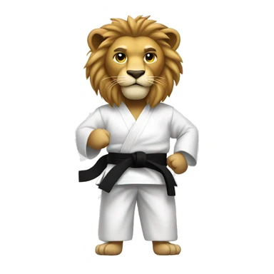 Lion with black belt and karate uniform  sticker