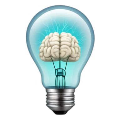Light bulb with the filament in the shape of a brain sticker