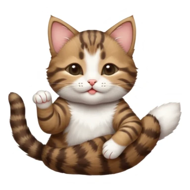 dark brown tabby and white kitten in funny positions upside down with eyes closed sticker