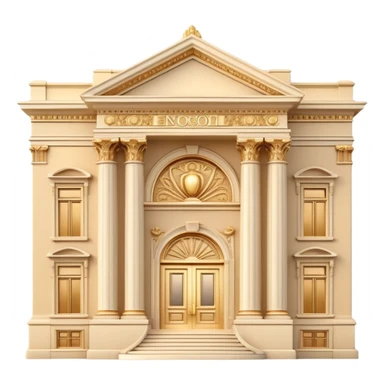 3D render of a luxury neoclassical building facade in warm beige and gold tones, premium real estate emoji style, elegant lighting, clean background, premium style sticker