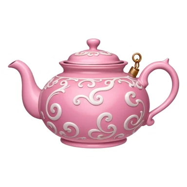 Pink steaming and boiling  tea pot with smoke sticker