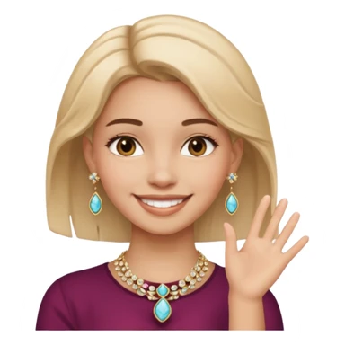 smiling girl with jewelry remove hand in face sticker