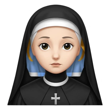nun emoji. black and white cloth. black veil. war tone sticker