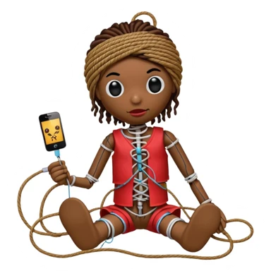 voodoo doll tightly bound with tangled AUX cables. sticker