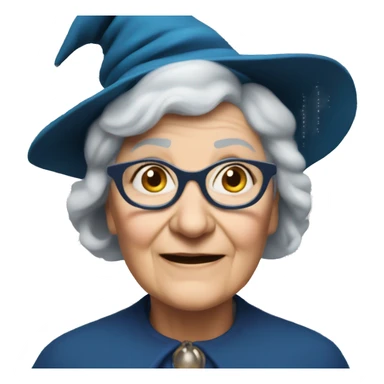 smart granny witch with glasses and blue hat directing orchestra sticker