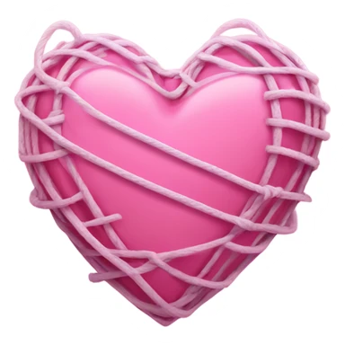 Pink heart with with mesh string around ￼heart sticker