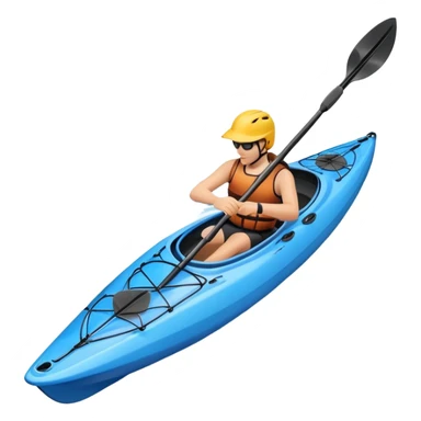 An icon showing a close-up of a kayak gliding over rippling water, with a double-bladed paddle in motion and splashes around. The sleek shape of the boat and dynamic strokes highlight the speed and precision of kayaking. Transparent background emphasizes the energy of the sport. sticker