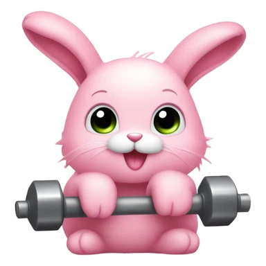 pink cute bunny with eyelashes lifting weights sticker