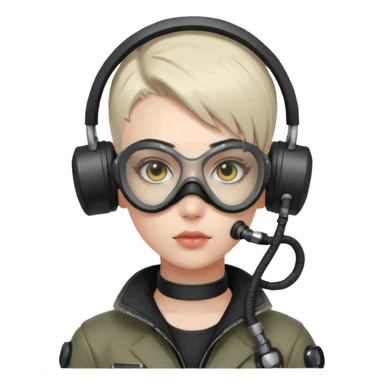 cyberpunk gasmask girl programmer buzzcut hair sticker