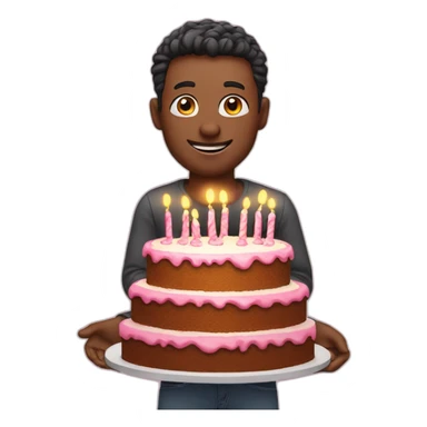 A man offering a huge birthday cake sticker