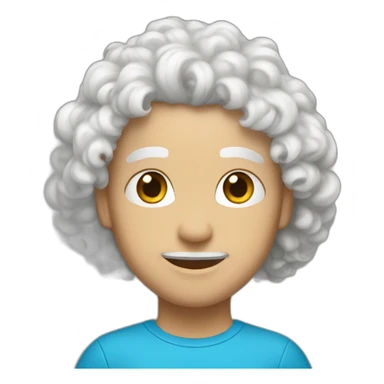 a white pepole white curly hair and atletics face sticker