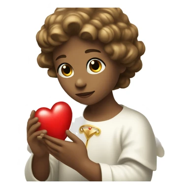 Angel with aureola and red heart in a hand sticker