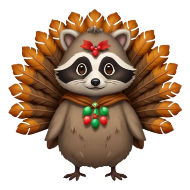 Raccoon in a turkey costume sticker
