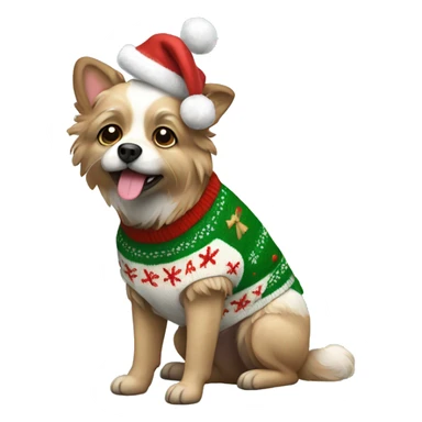 Pomerianen dog Wearing christmas sweater  sticker