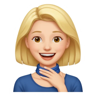 Lady with her hands around her neck laughing  sticker