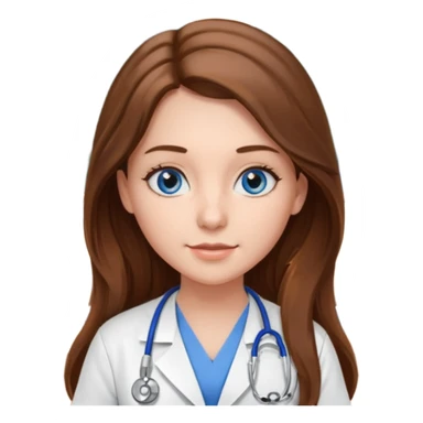pretty female nursing student with long brown hair, blue eyes inside a classroom at university sticker
