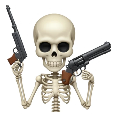 Skeleton with a gun pointed at his head sticker
