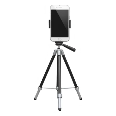 3D Apple-style emoji of a white tripod holding  sticker