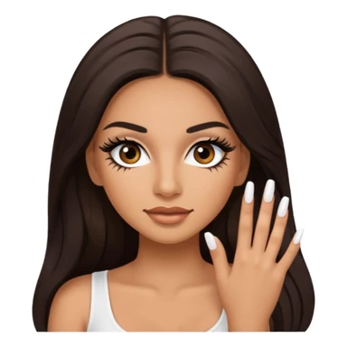 Baddie Latina emoji with fake lashes and white nails sticker