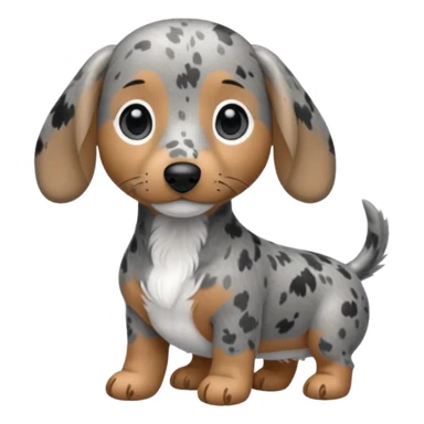 Chibi style Plush gray dappled dachshund  sticker