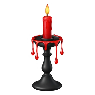 A gothic black candlestick with dripping red wax. sticker