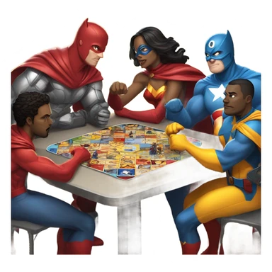 Superheroes playing board games sticker