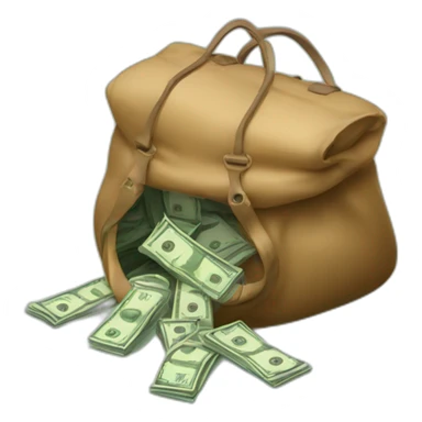 overloaded bag with money and spilling sticker