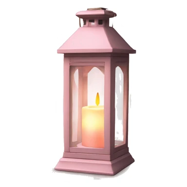 Realistic light pink rustic lantern with glass and lit candle inside. sticker
