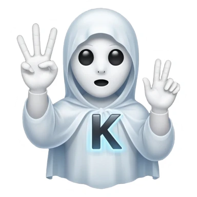 White ghost holding k sign sticker