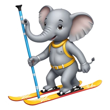 un elefante sugli sci sticker